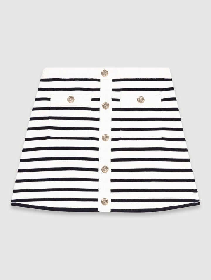Jupe courte en maille à rayures