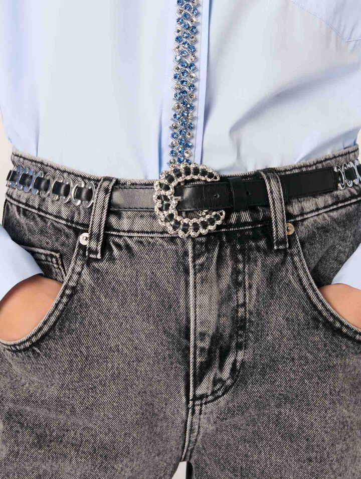 Chemise en popeline avec strass