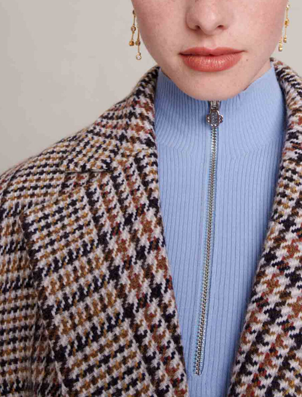 Short checked jacket Natural For Women | Maje
