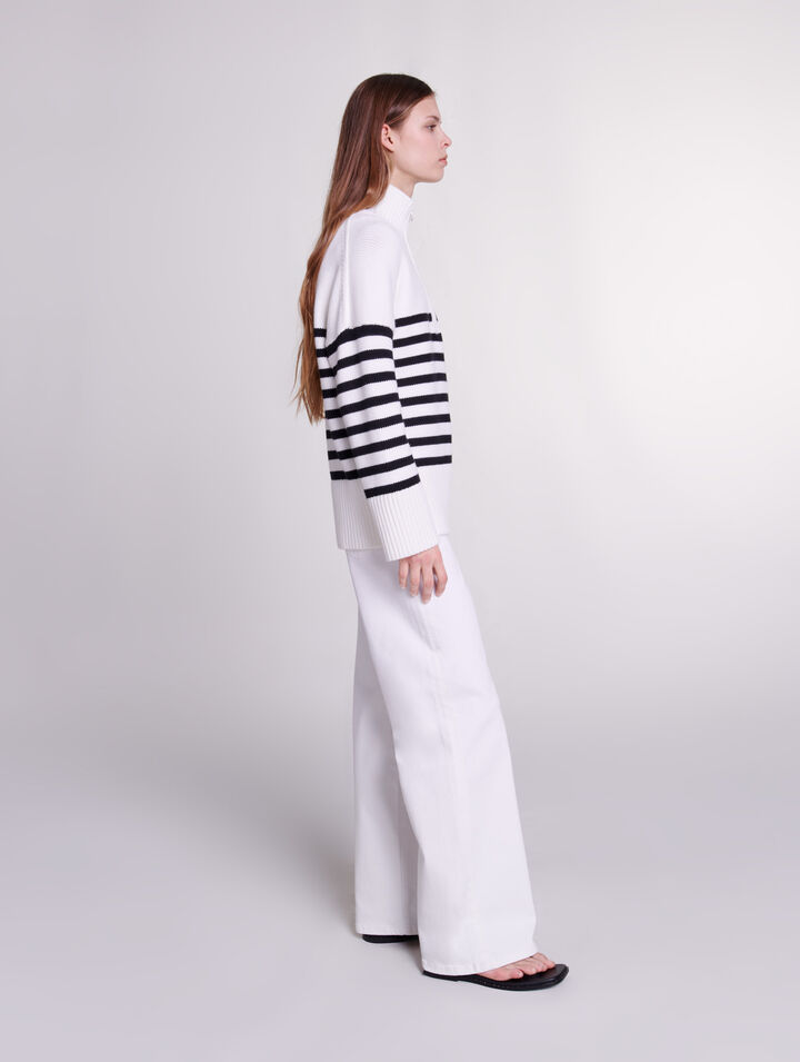 Pull marinière col zippé