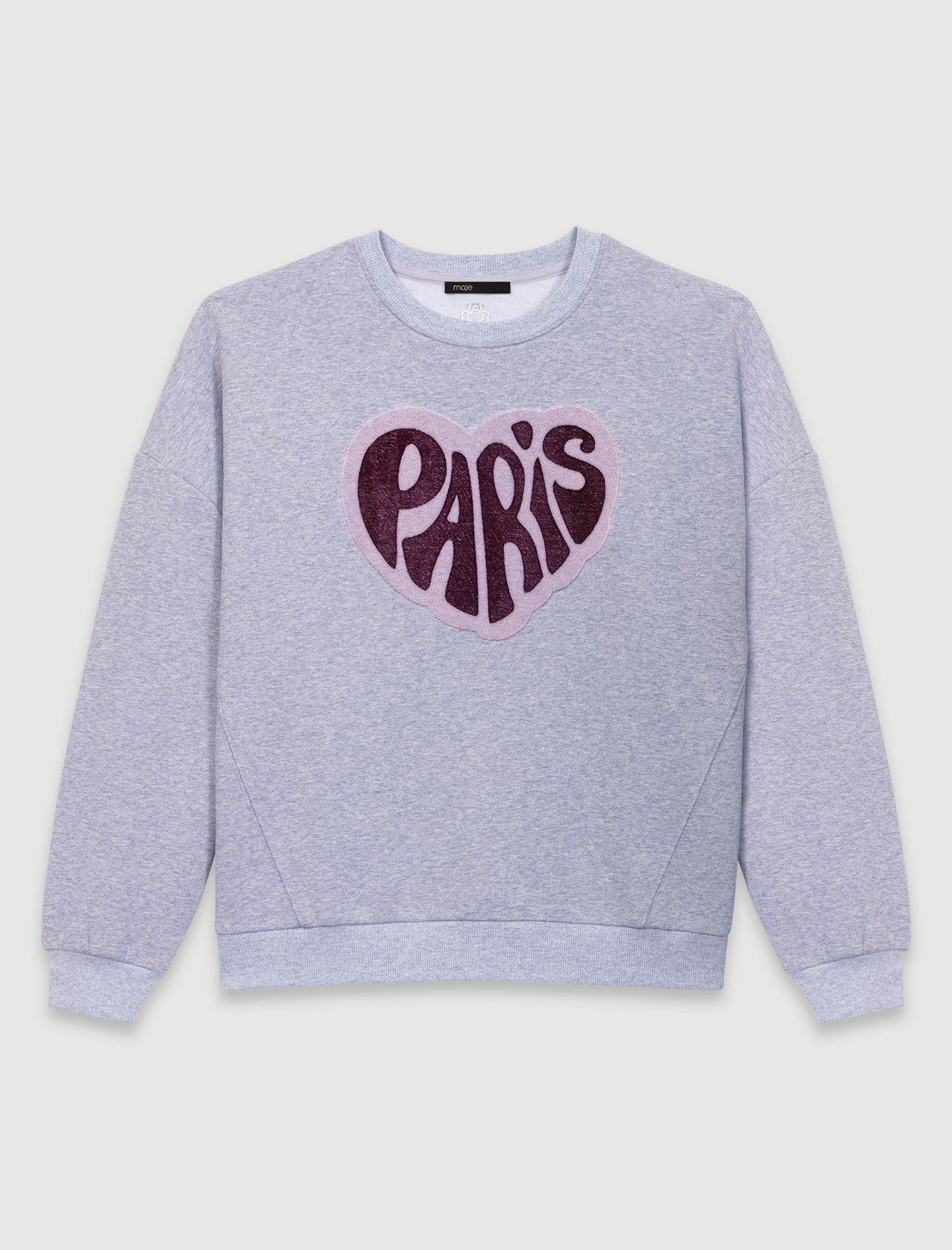 Paris heart patch sweatshirt Black / Gray For Women | Maje