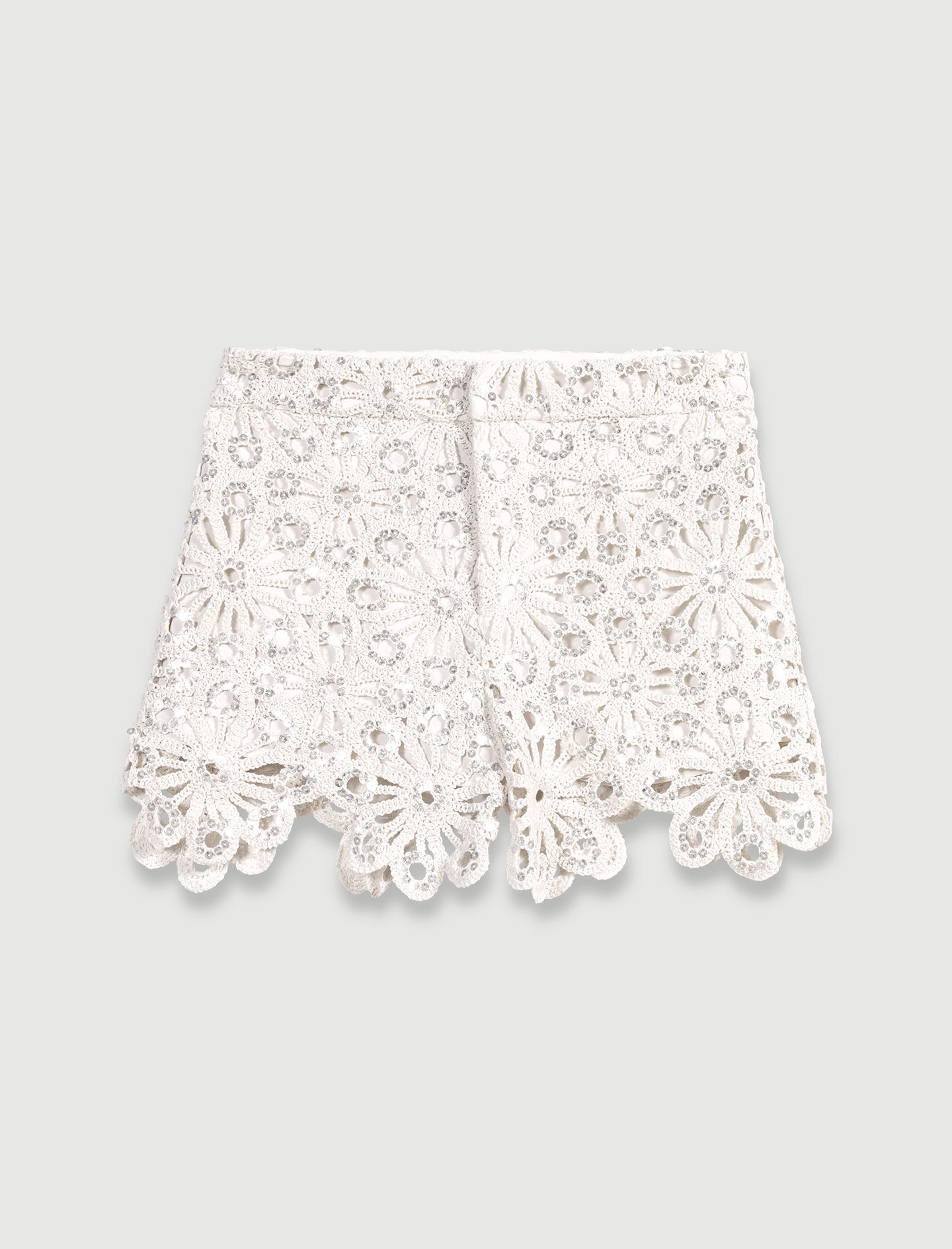 Crochet and sequin shorts