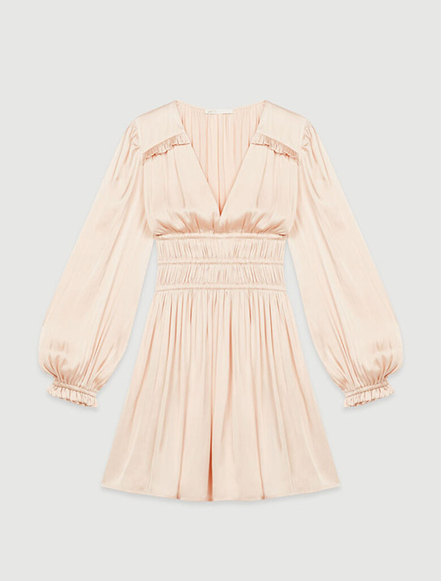 Short satin dress with ruffles 