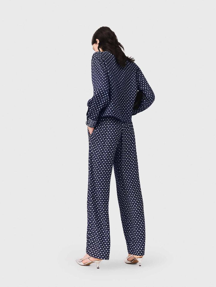 Wide-leg trousers with rhinestone