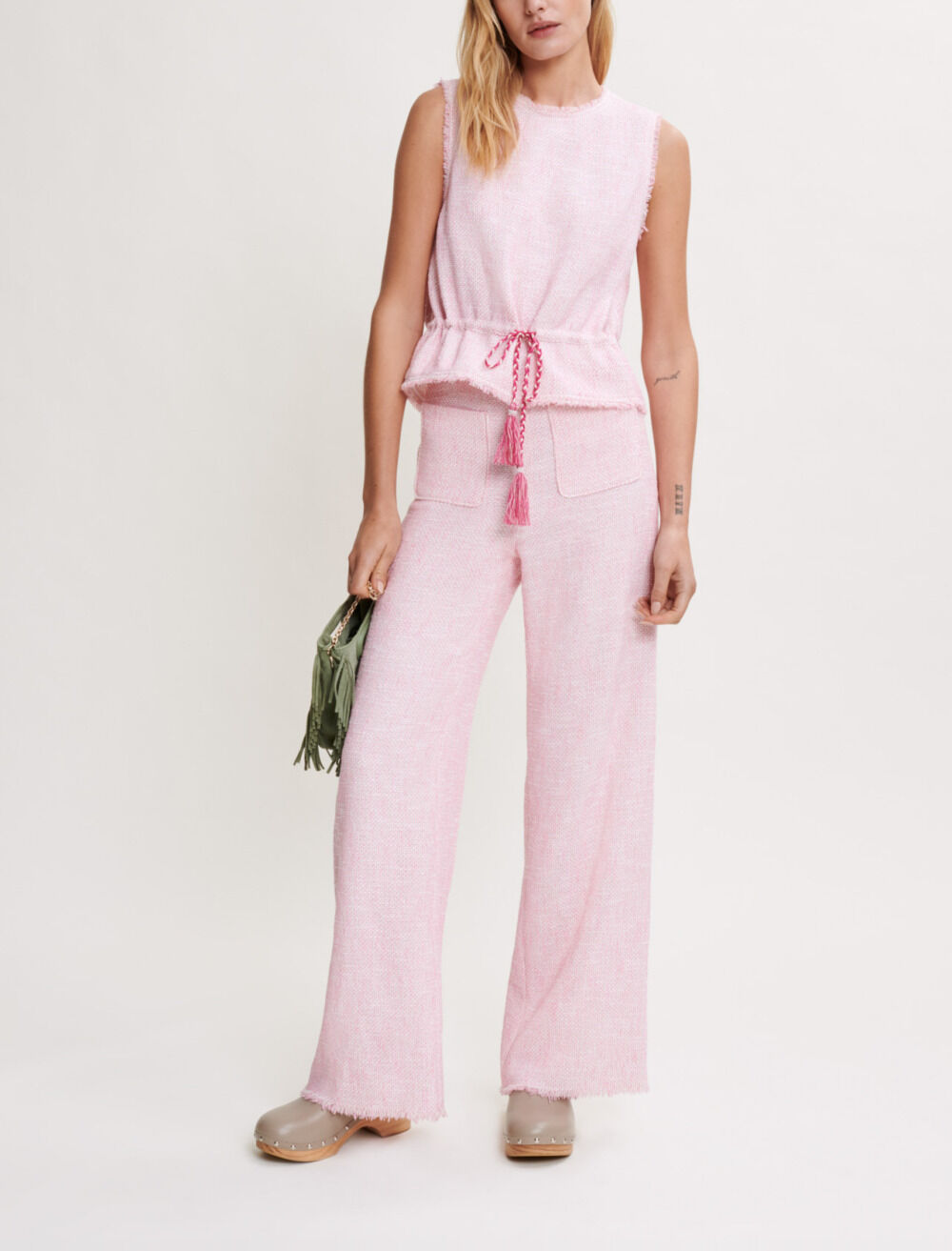Sleeveless tweed top