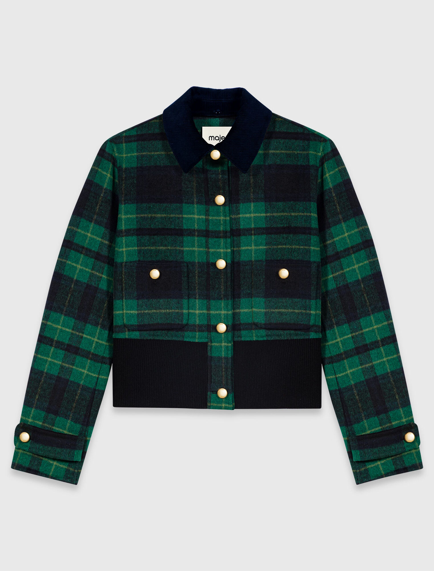 Reversible cropped check jacket