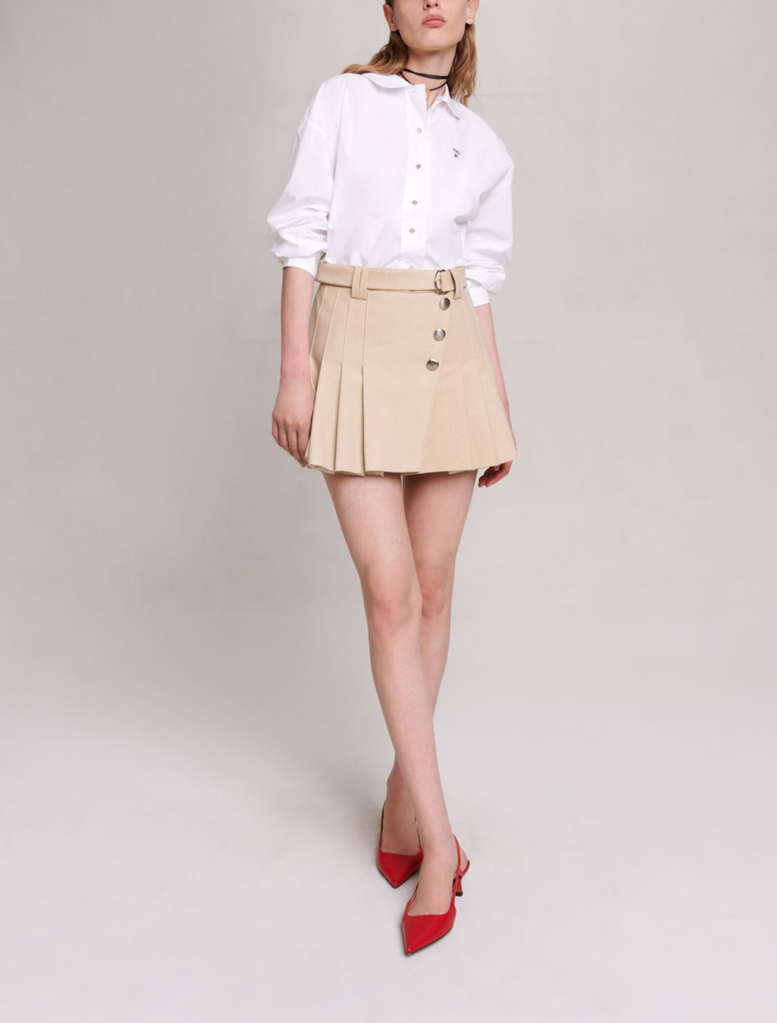 Pleated mini-skirt
