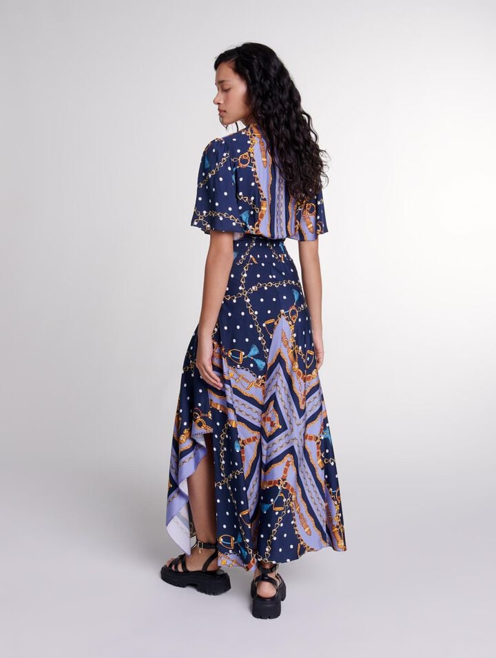 Robe longue satinée imprimée 