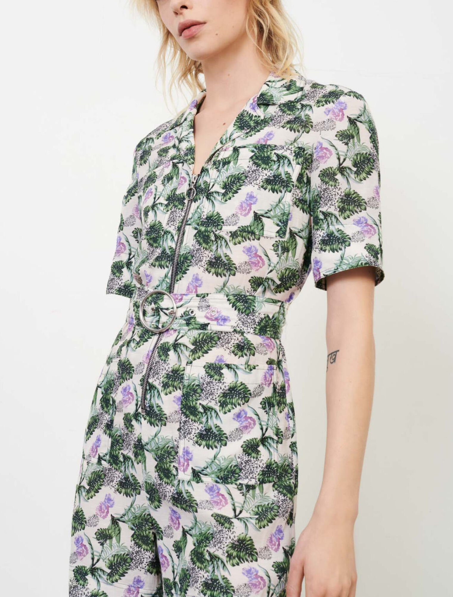 Combinaison short en viscose lin imprimé