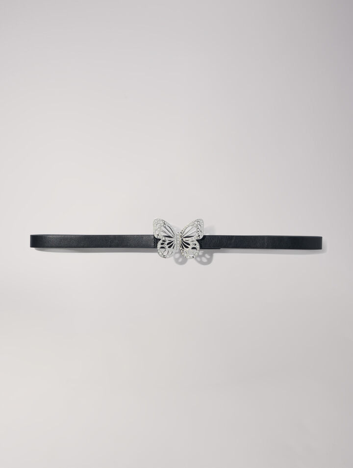 Ceinture fine papillon strassé