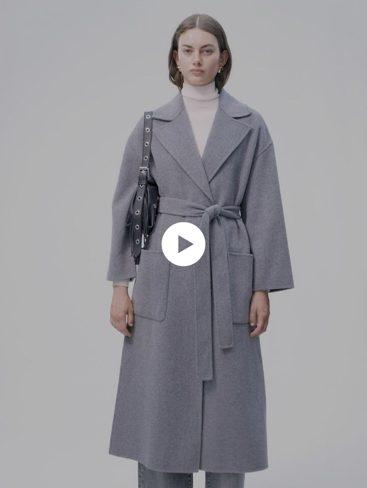 Long double-faced coat with belt