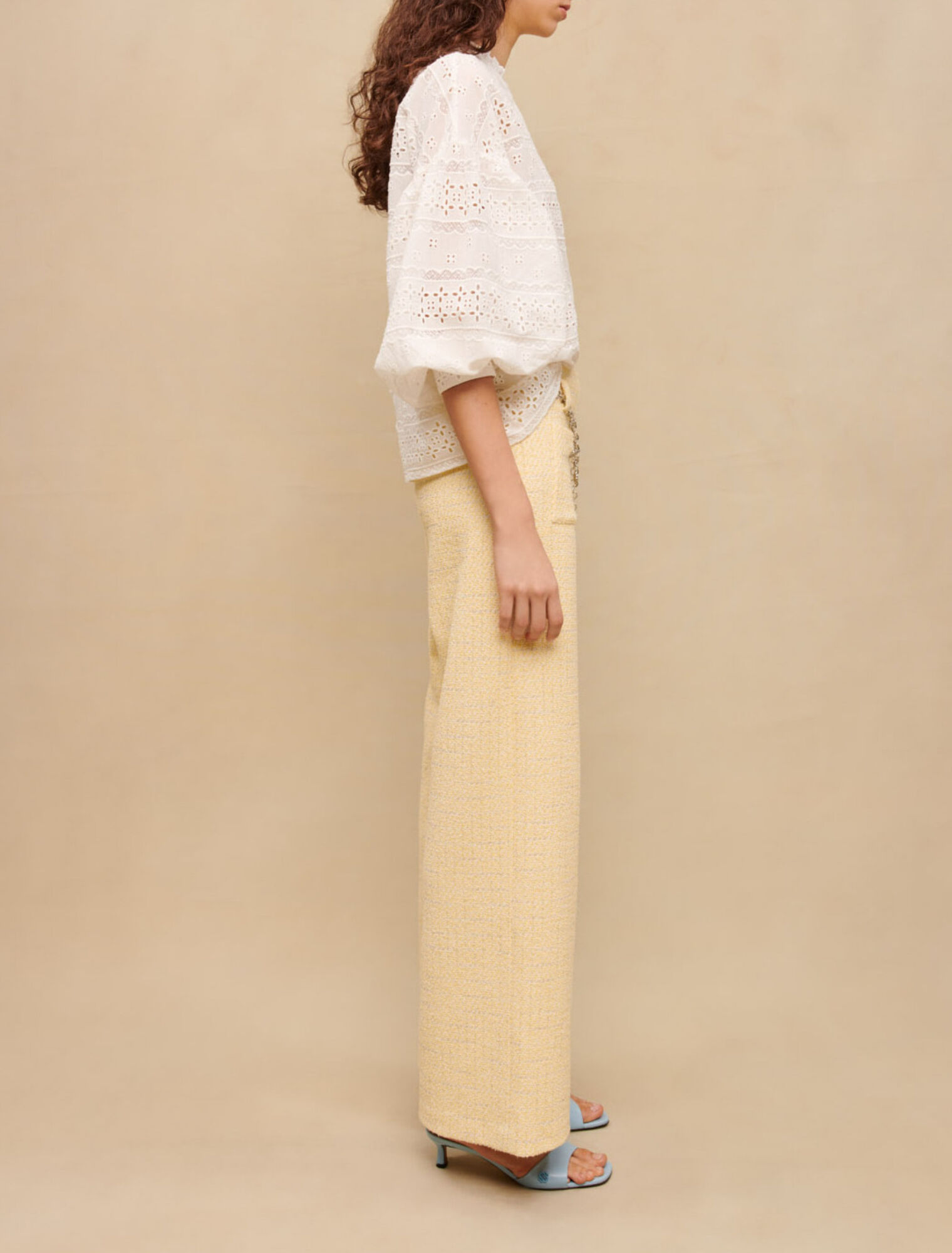 Blouse brodée en coton blanche