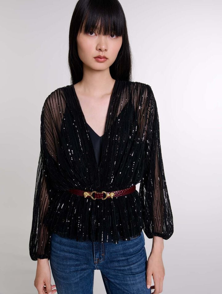 Top ceinturé à sequins