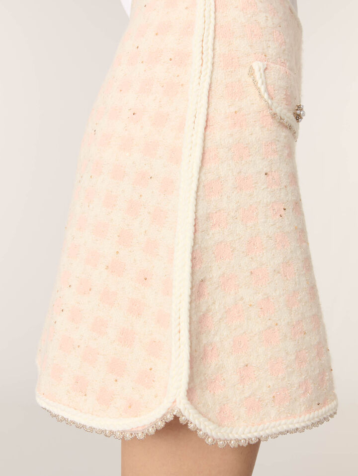 Jupe courte en maille effet tweed