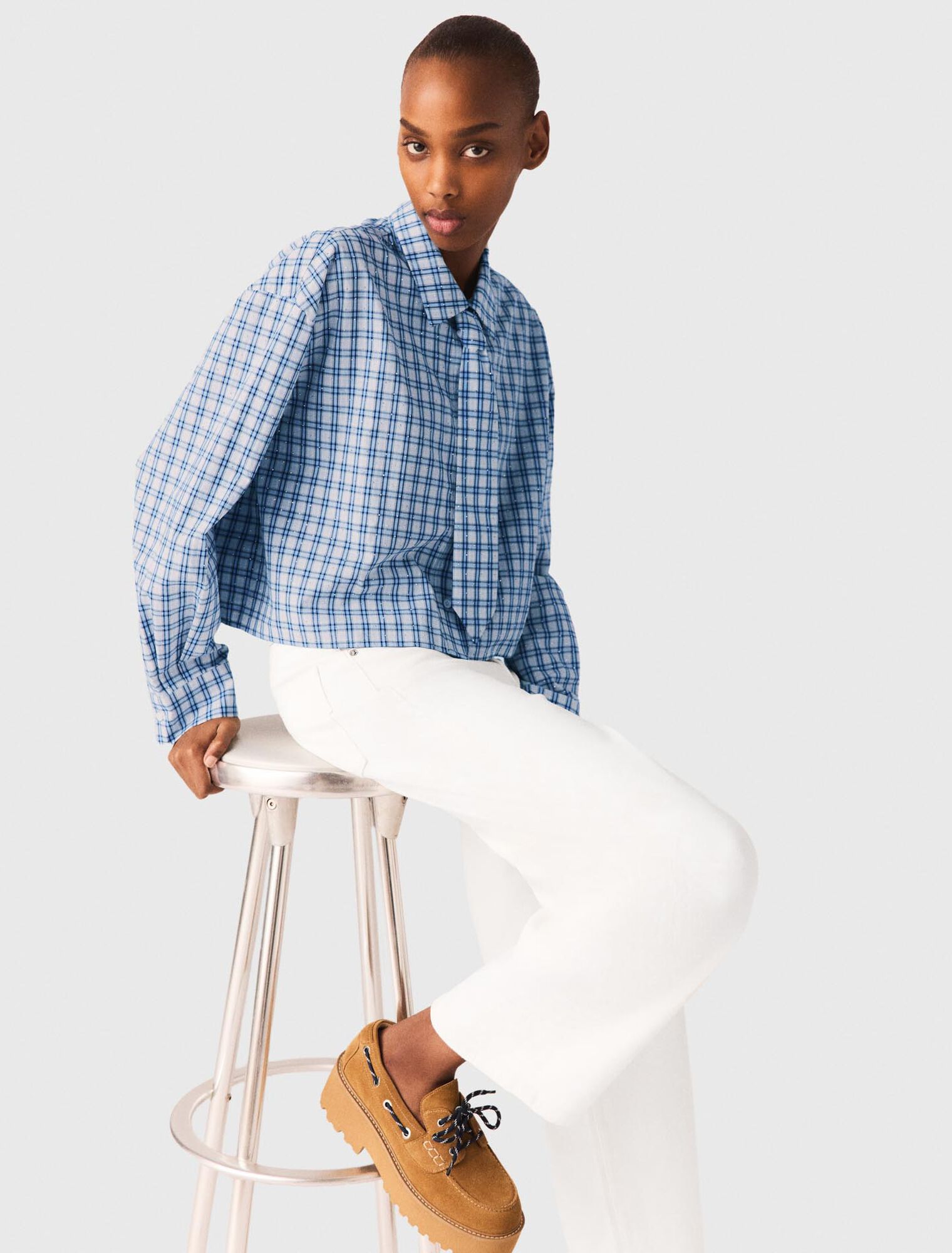 Rhinestone shirt with removable tie