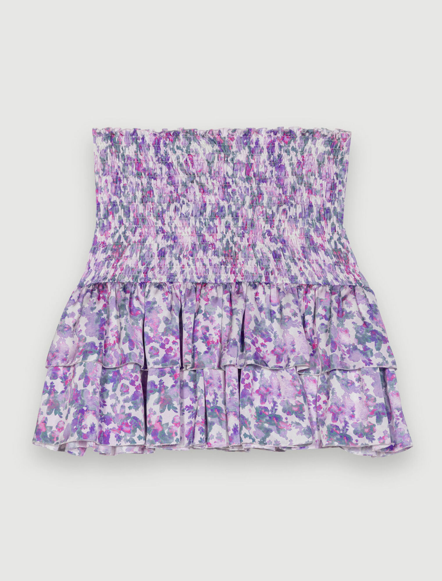 Smocked skirt with floral print