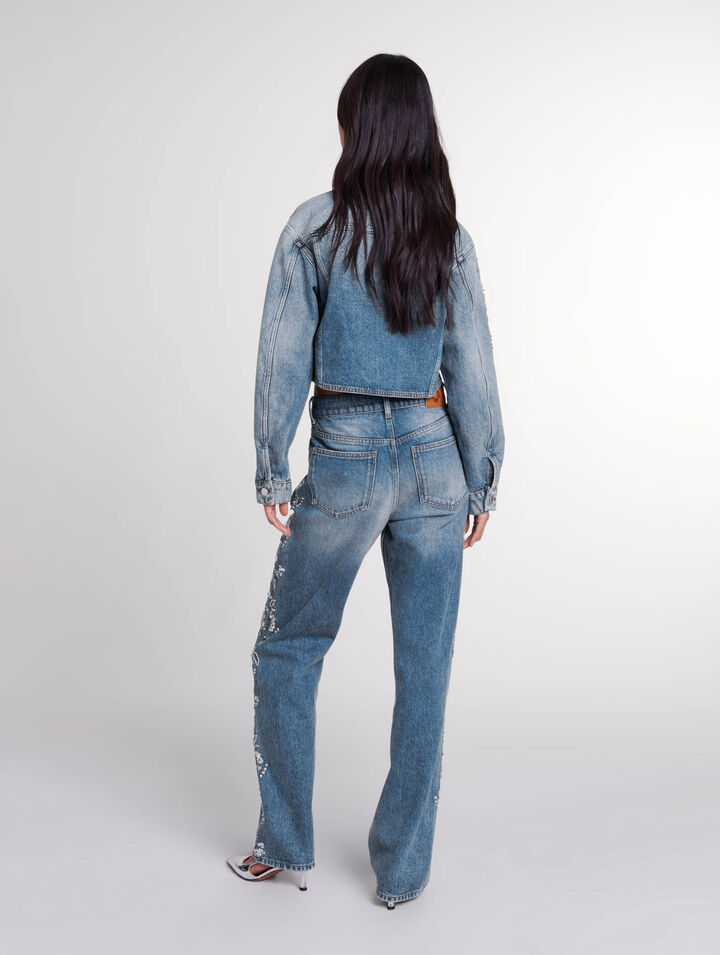 Blouson en denim brod&eacute; 