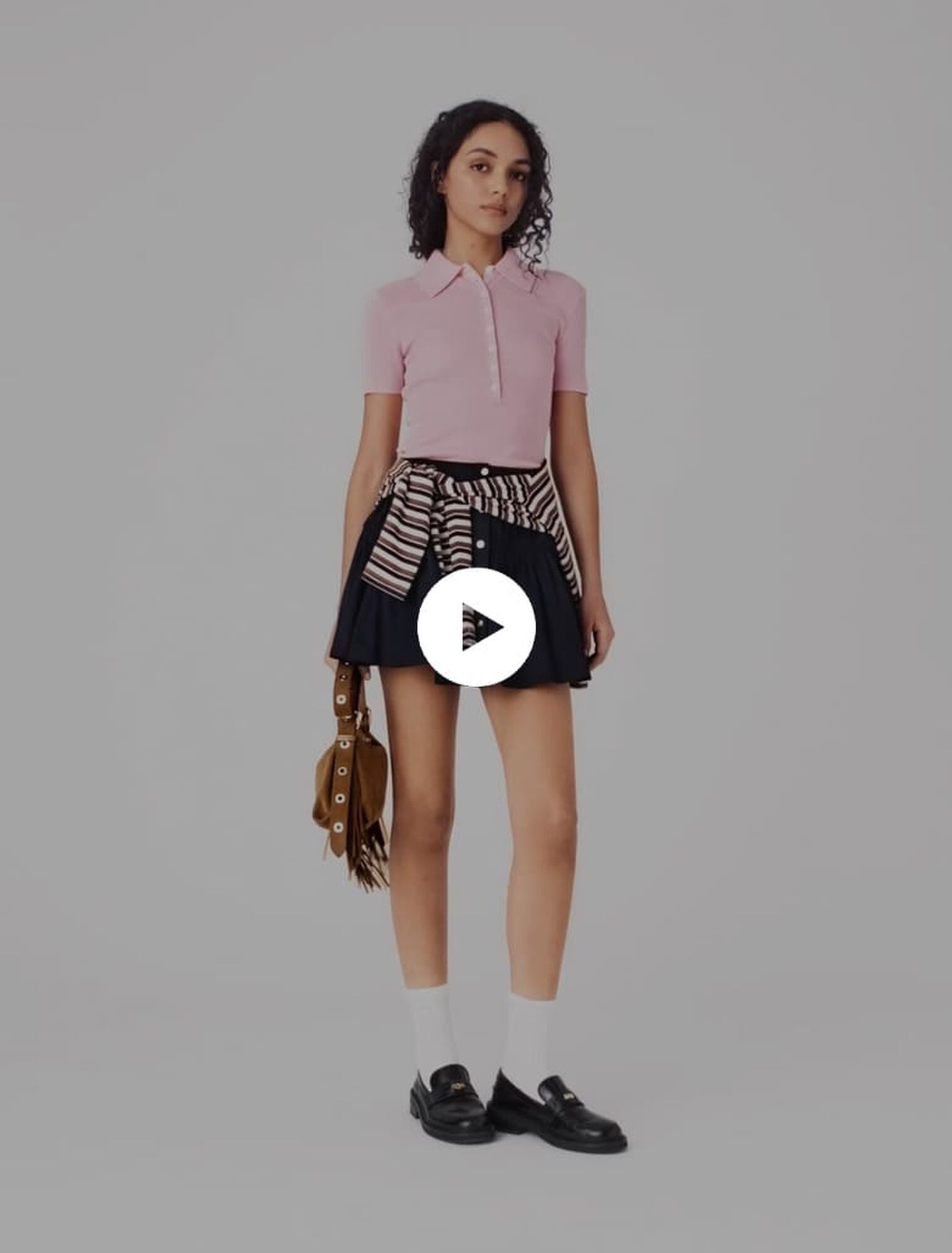 Polo collar ribbed jumper