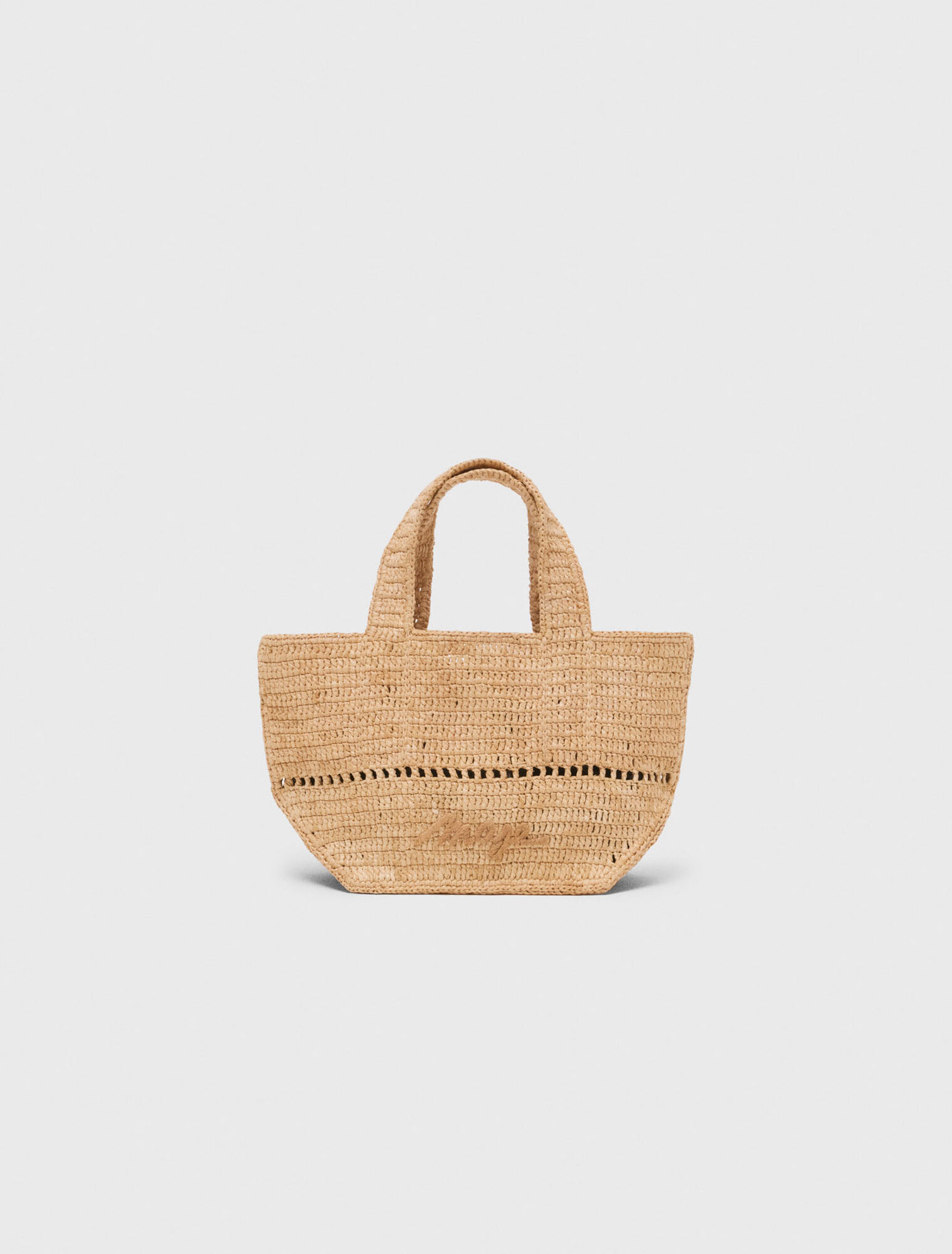Natural raffia mini tote