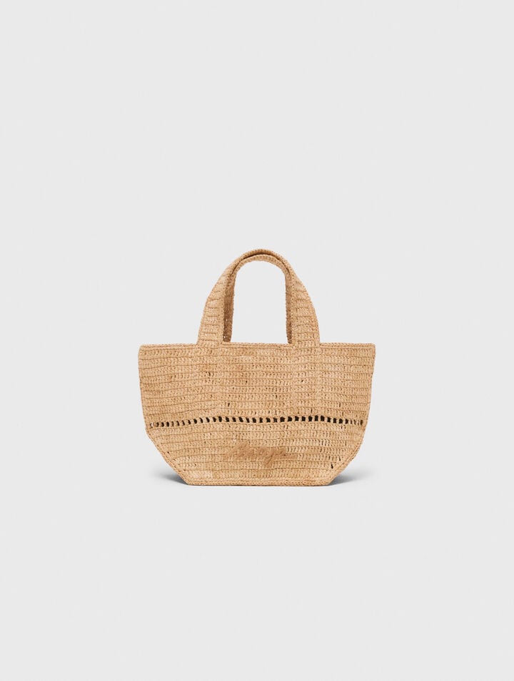 Natural raffia mini shopping bag