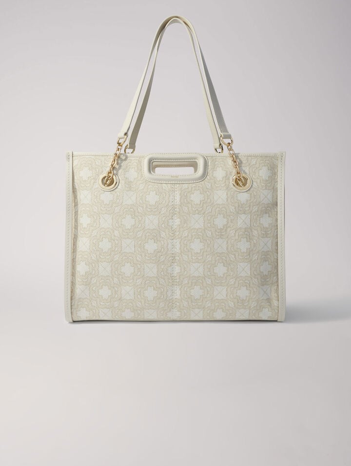 Clover print canvas shopping bag