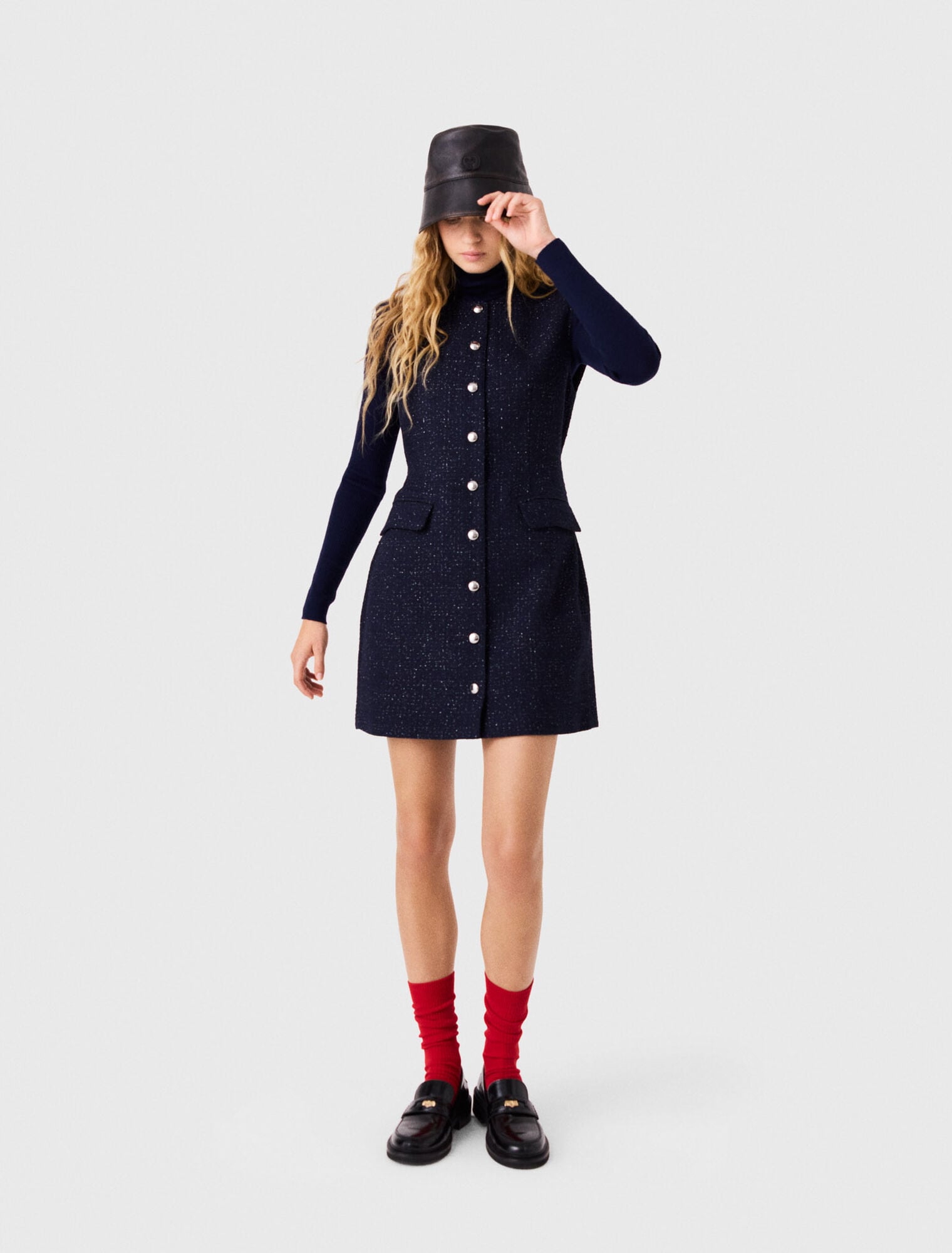Short lurex tweed dress