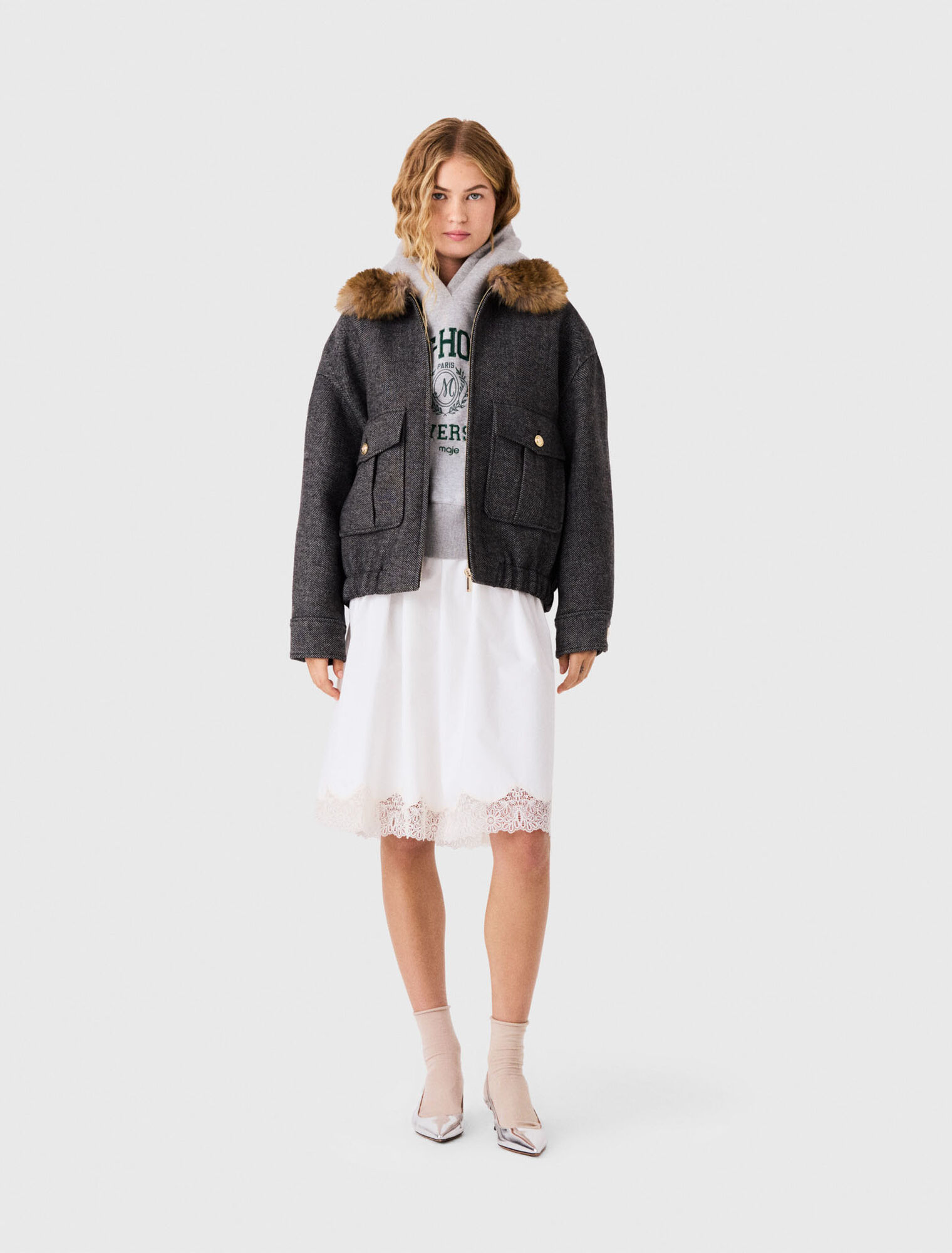 Oversized herringbone jacket
