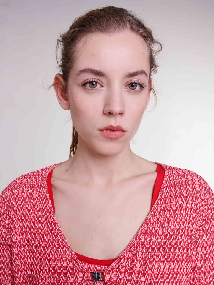Twin set en maille motifs chevrons