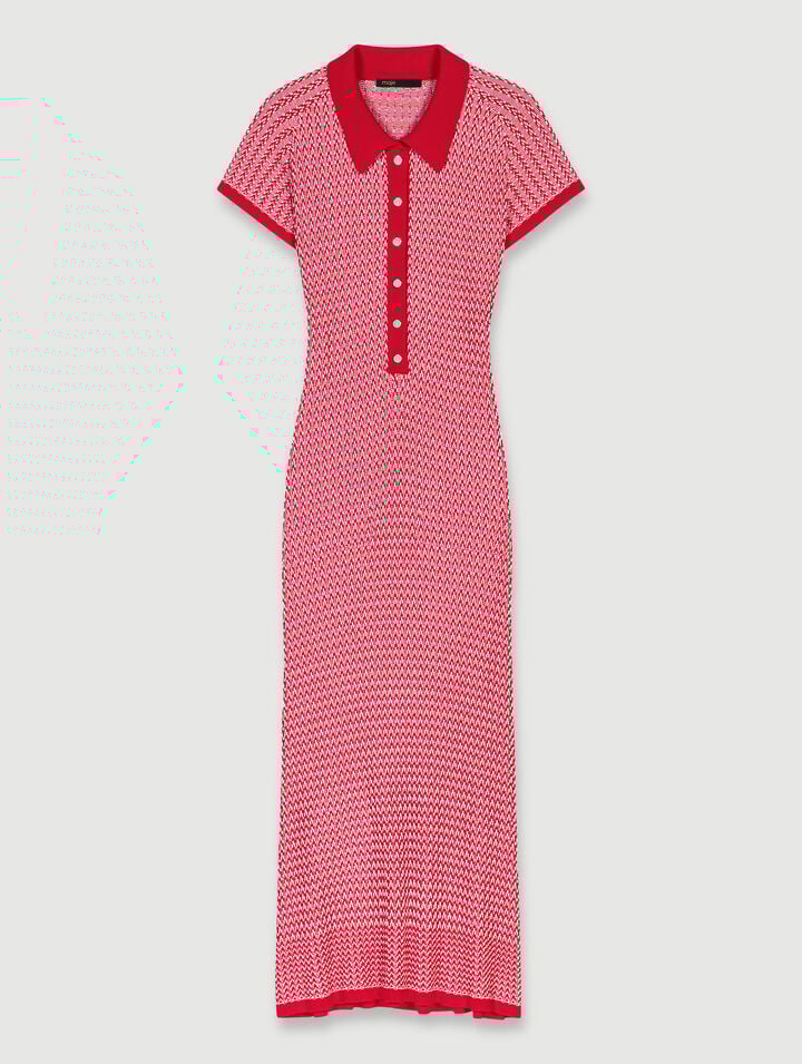 Robe longue en maille chevrons