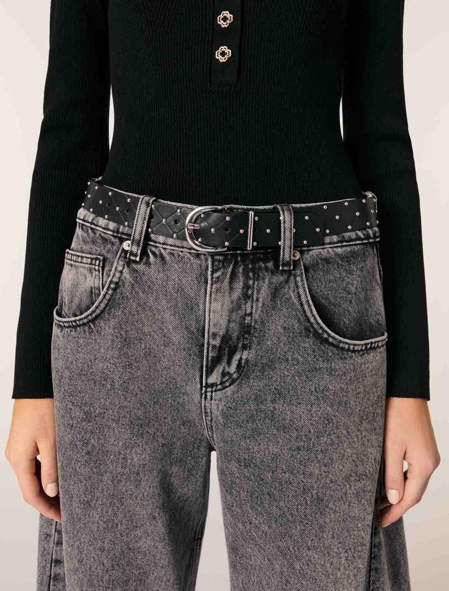 Ceinture en cuir matelassé