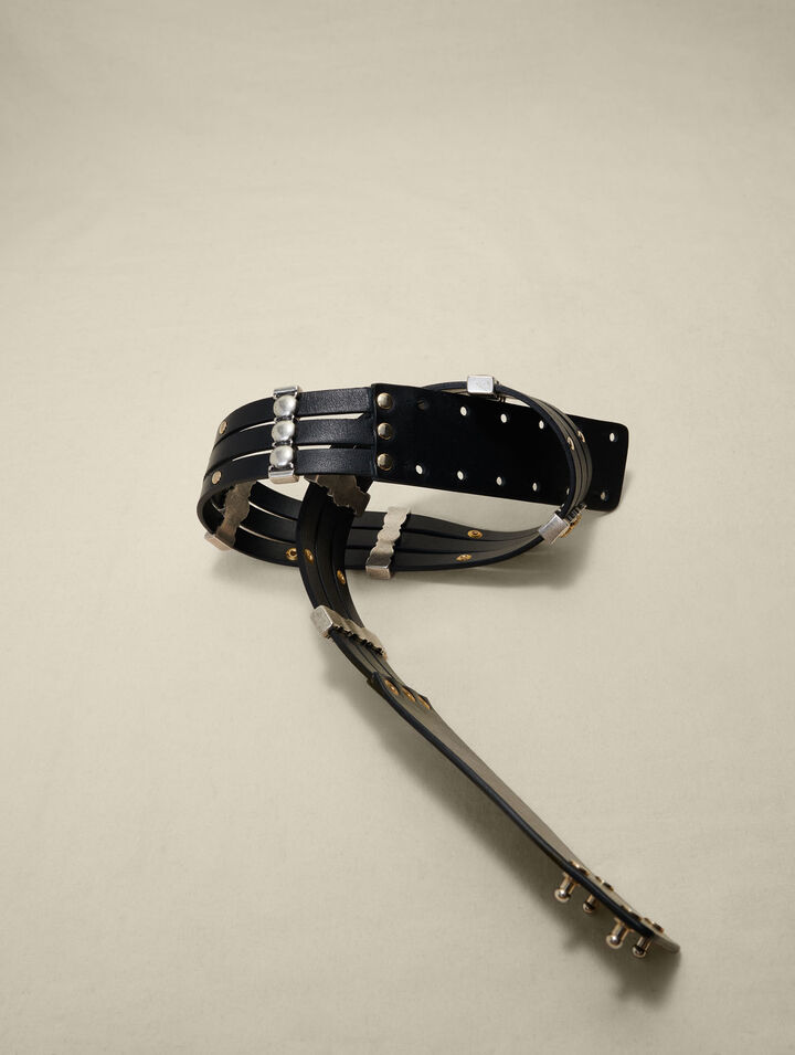 Ceinture en cuir à rivets