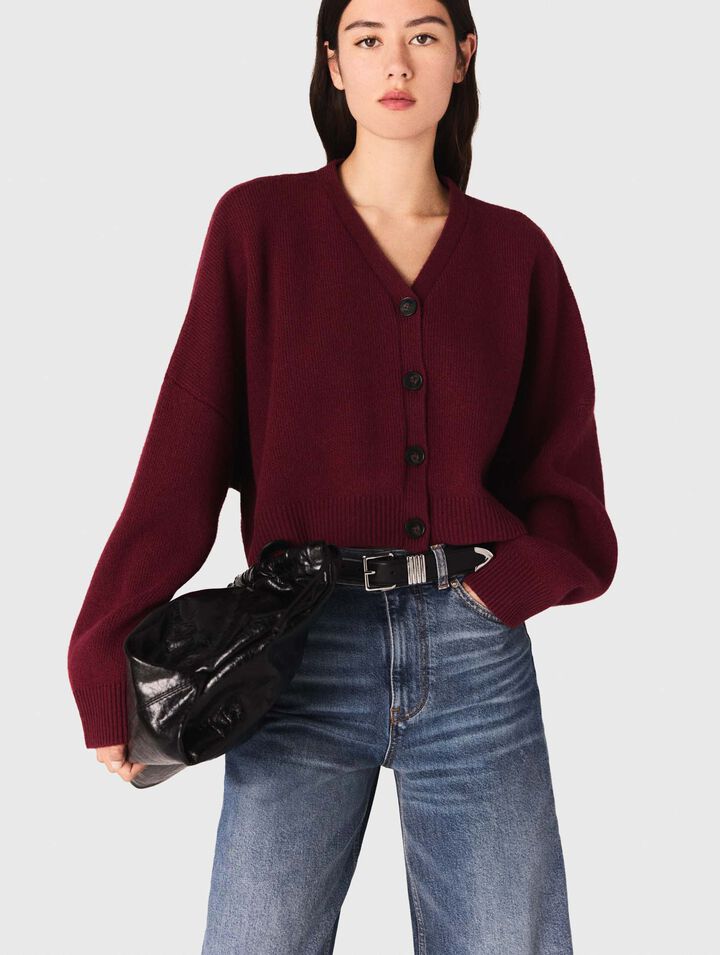 Cardigan cropped en laine mélangée