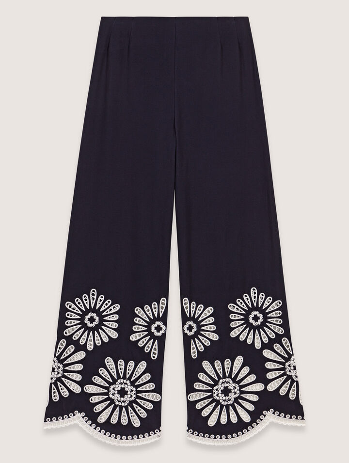 Pants with crochet detail