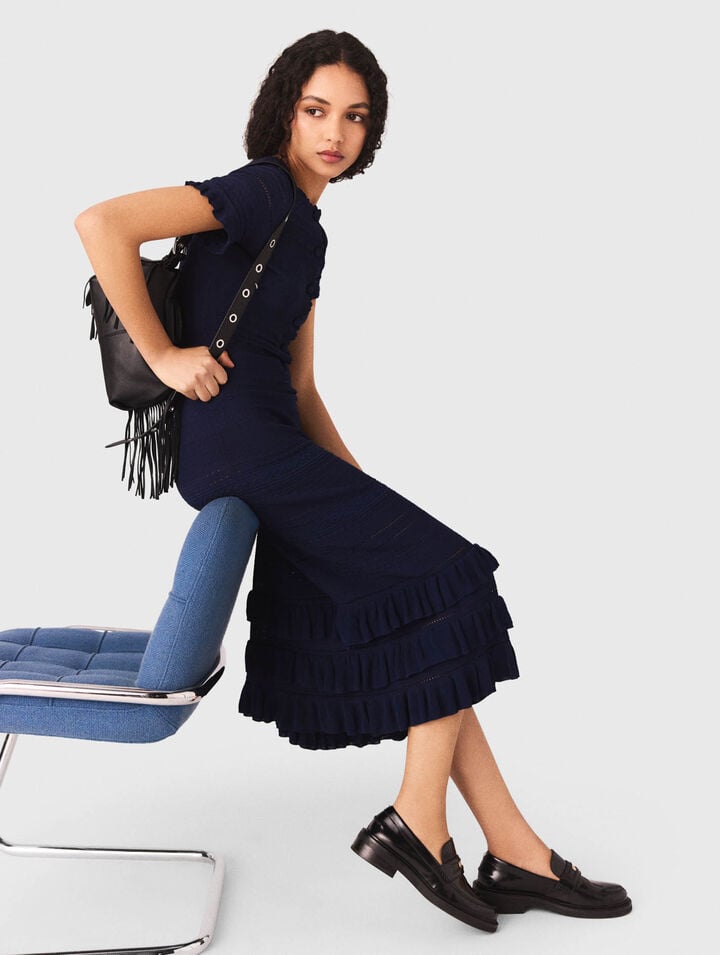 Knit maxi dress with ruffles