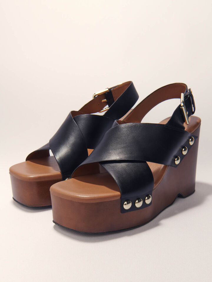 Sandales compensées en cuir