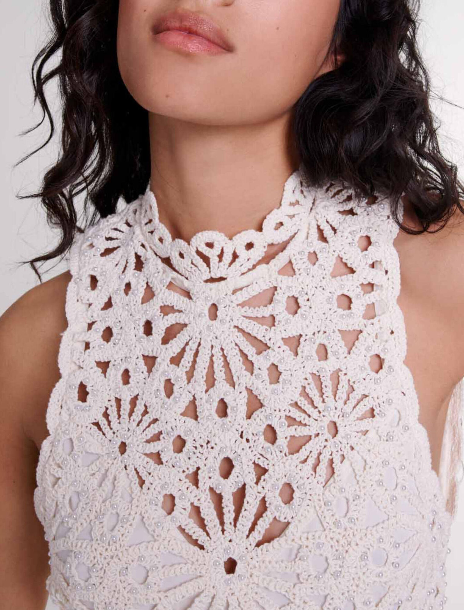 Beaded crochet maxi dress