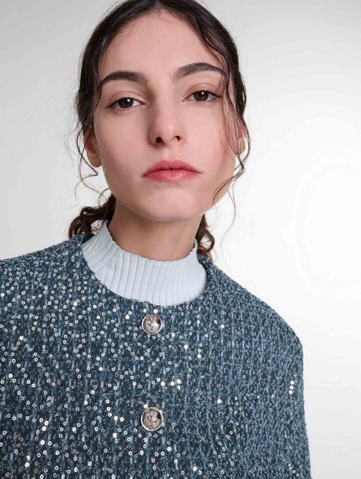 Veste en tweed ornée de sequins