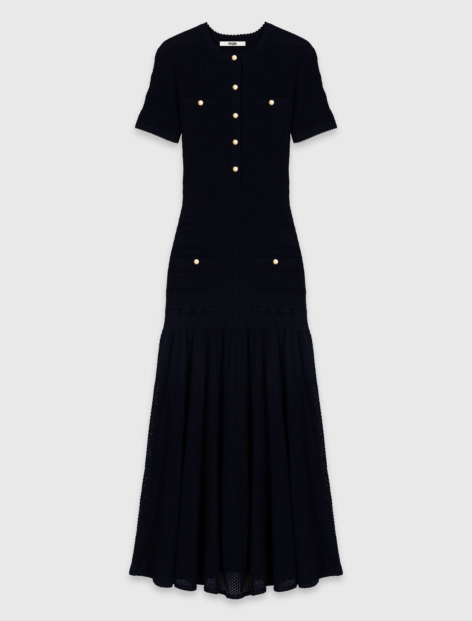 Robe longue en maille pointelle