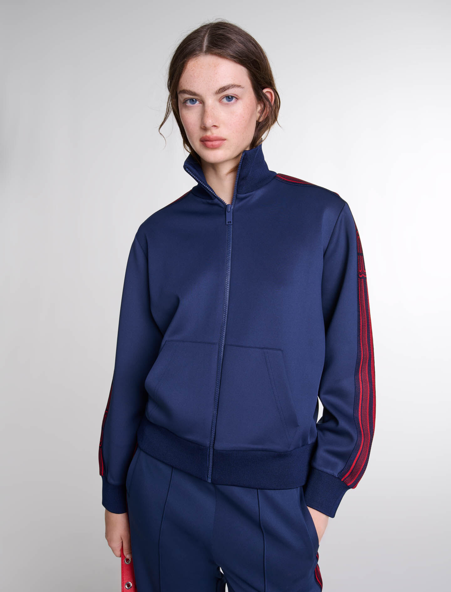 majeページ Striped zip-up sweatshirt Blue For Women | Maje