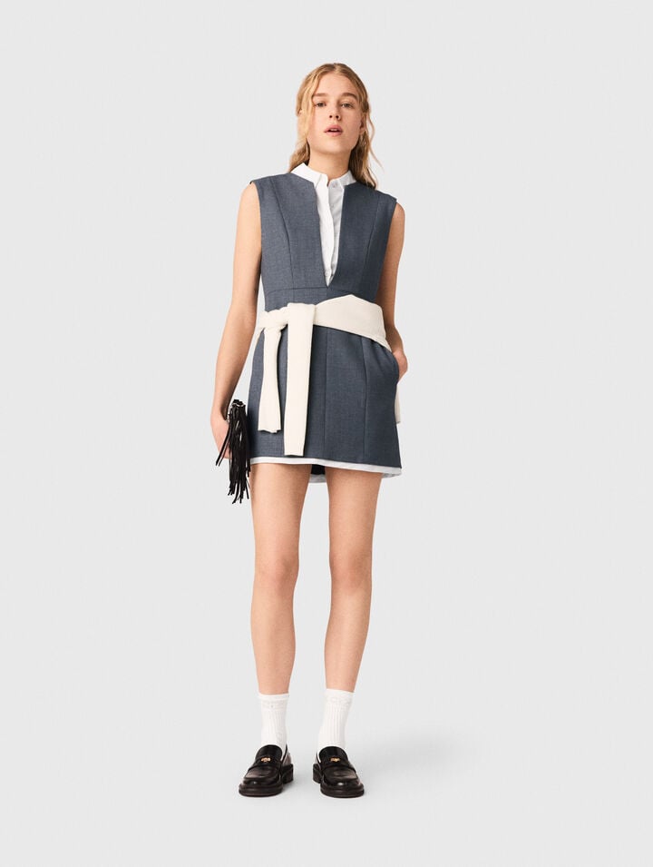 Layered-effect tailored dress