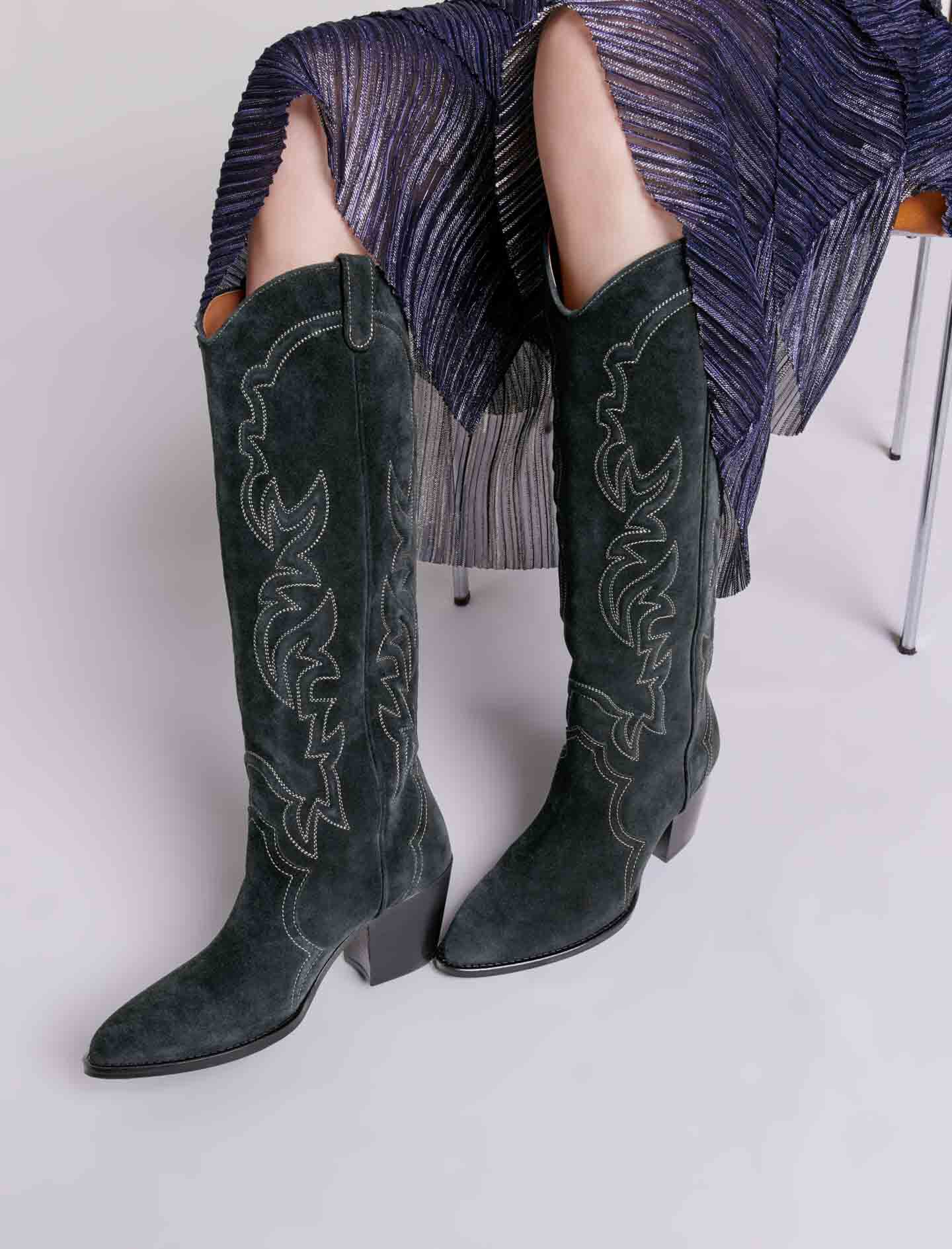 Maison Lab Double Face Suede Boots in Black for Women | Casadei®