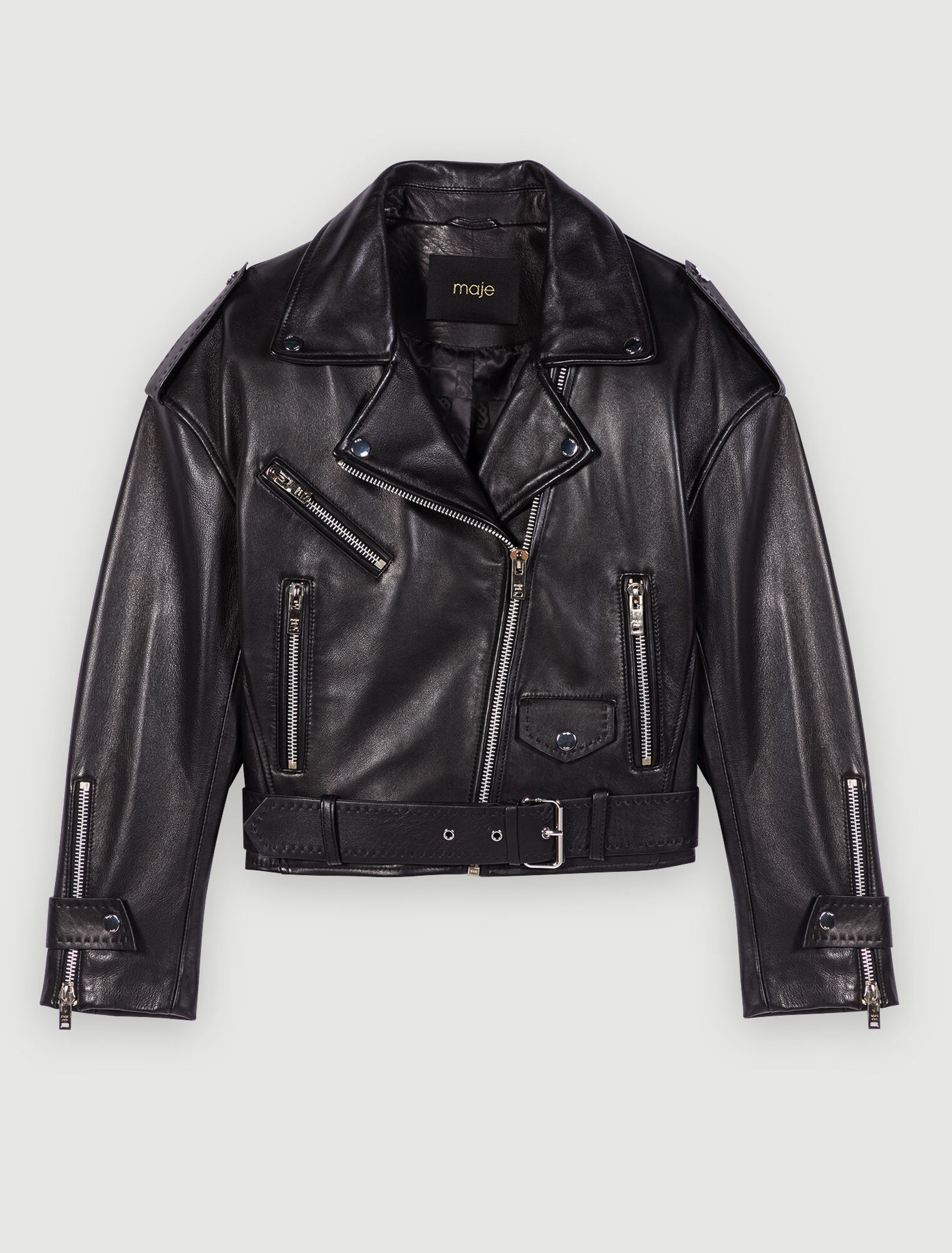Blouson de moto large en cuir