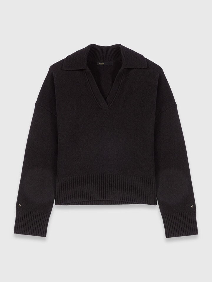 Open polo collar jumper