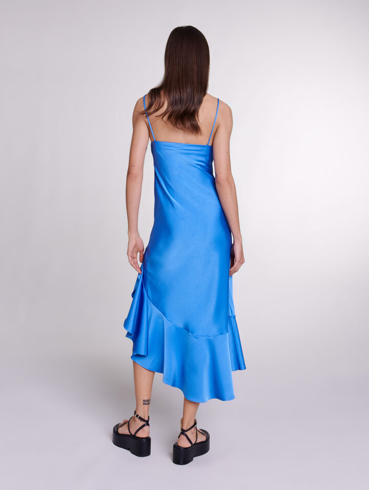 Robe longue satinée asymétrique