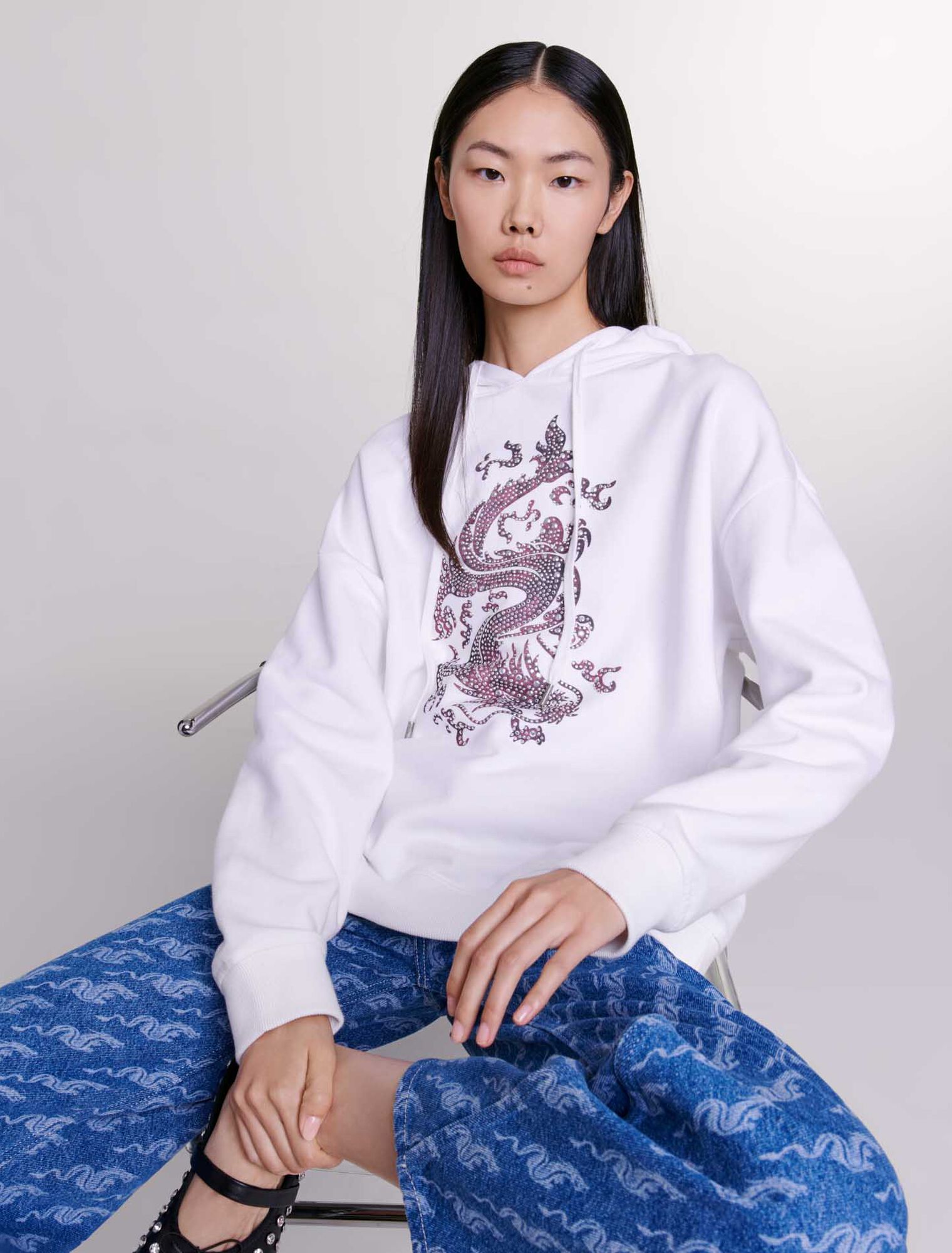 Sweatshirt oversize à strass