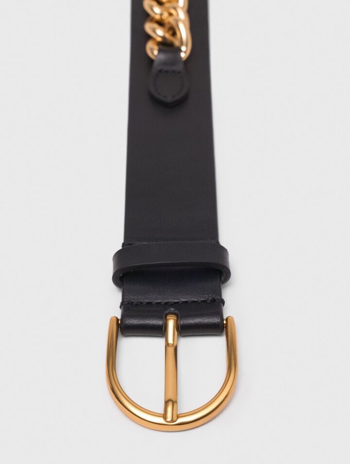 Ceinture en cuir et détails chaines