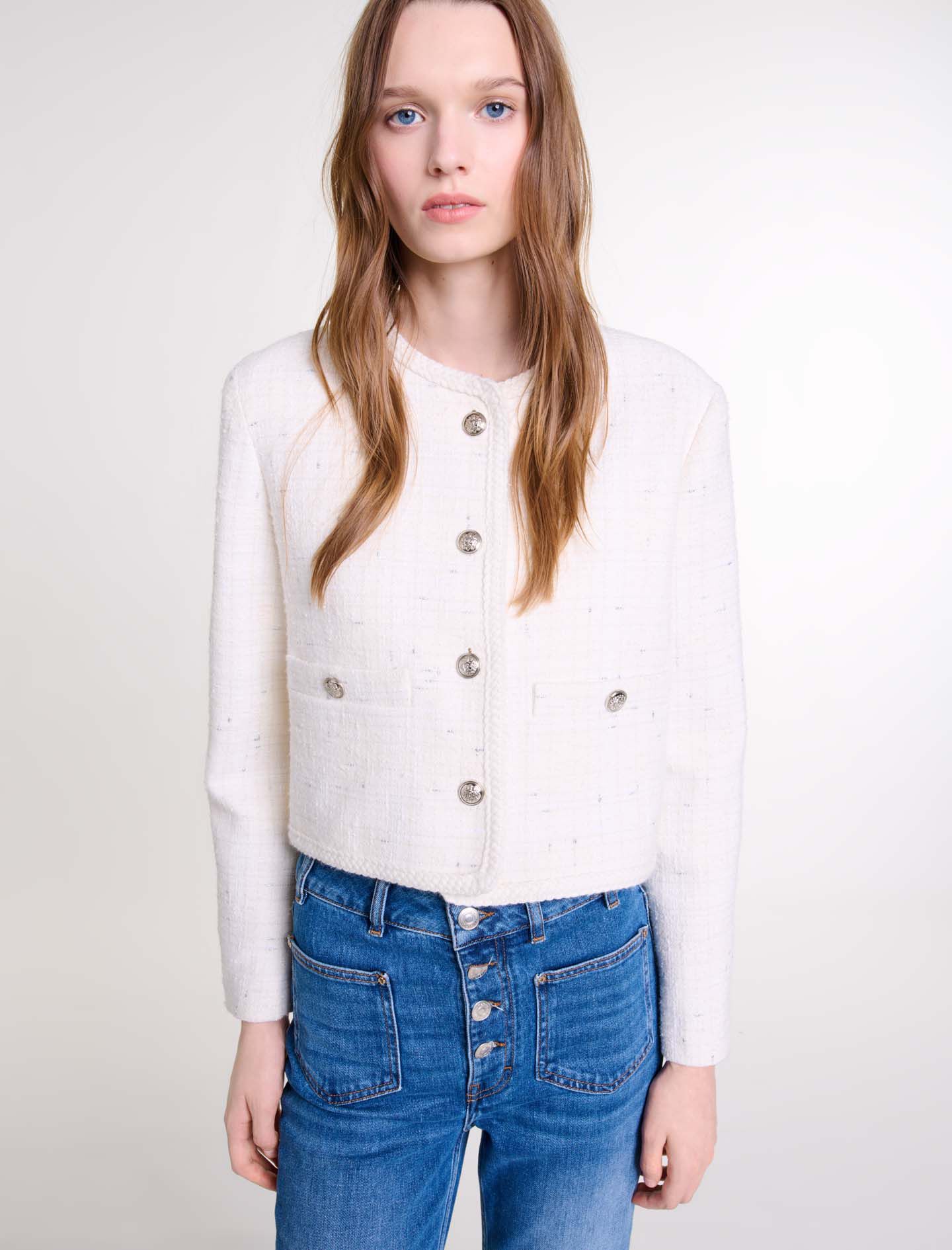 Tweed jacket White For Women | Maje