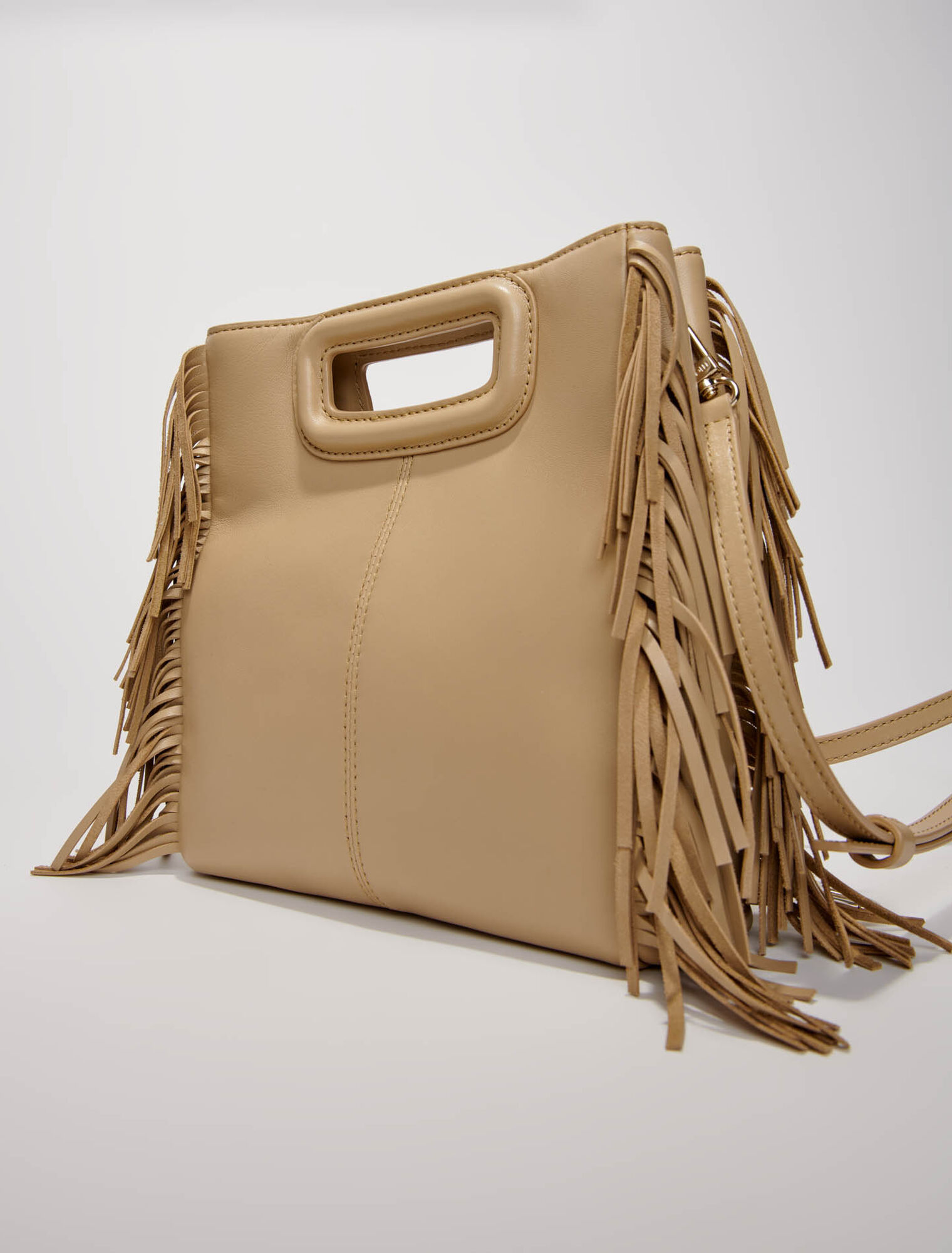 Smooth leather M bag with fringing