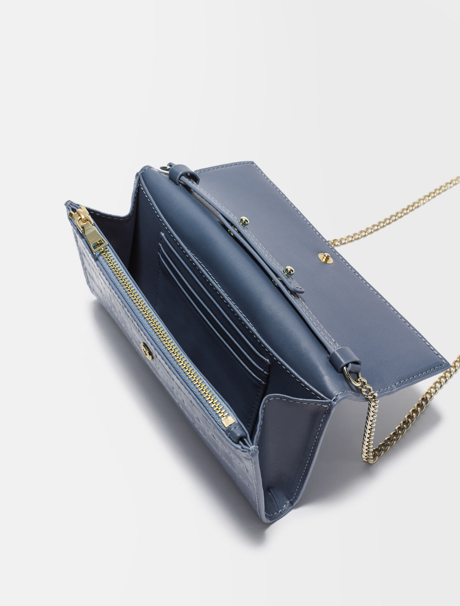 Portefeuille croco avec chaîne