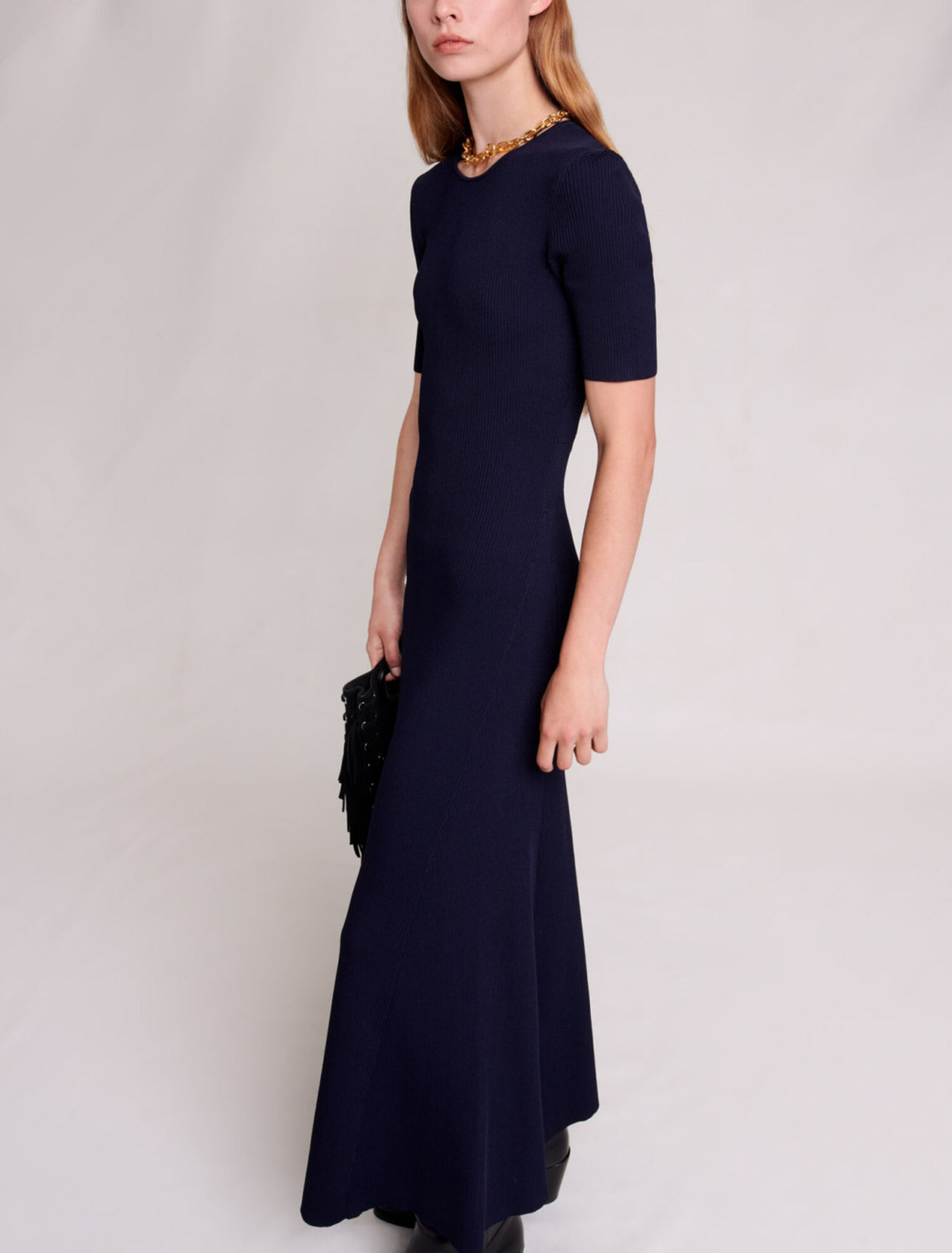 Long cut-out knit dress